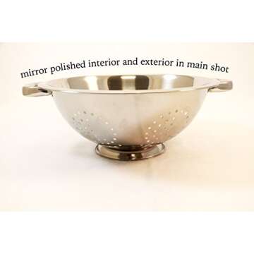 ExcelSteel Heavy Duty Handles and Self-draining Solid Ring Base Stainless Steel Colander, 5 Qt, Stainless (Pack of 1)