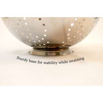ExcelSteel Heavy Duty Handles and Self-draining Solid Ring Base Stainless Steel Colander, 5 Qt, Stainless (Pack of 1)