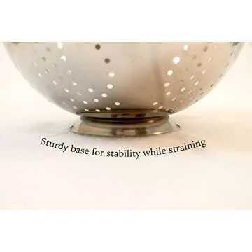 ExcelSteel Heavy Duty Handles and Self-draining Solid Ring Base Stainless Steel Colander, 5 Qt, Stainless (Pack of 1)