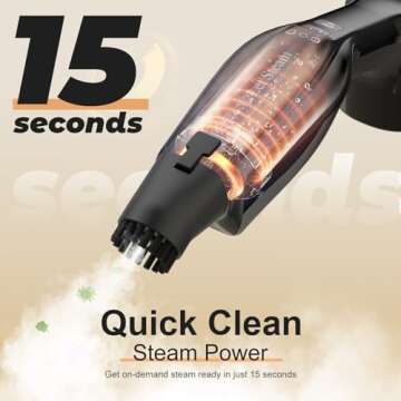 Let'Steam Powerful Heavy Duty Steam Mop with 17 Accessories for Deep Cleaning, Portable and Multifun...