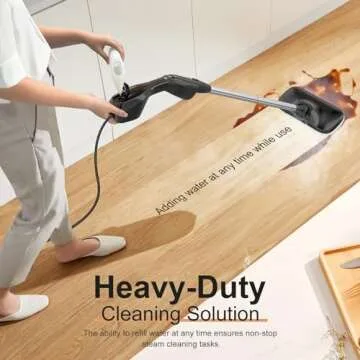 Let'Steam Powerful Heavy Duty Steam Mop with 17 Accessories for Deep Cleaning, Portable and Multifunction Floor Steamer, Pressurized Handheld Steam Cleaner for Hardwood, Tile, Grout and Windows