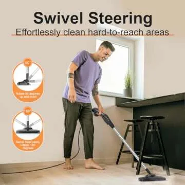 Let'Steam Powerful Heavy Duty Steam Mop with 17 Accessories for Deep Cleaning, Portable and Multifunction Floor Steamer, Pressurized Handheld Steam Cleaner for Hardwood, Tile, Grout and Windows