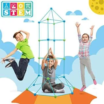 Kids Fort Building Kit 120 Pieces Construction STEM Toys for 5 6 7 8 9 10 11 12 Years Old Boys and G...