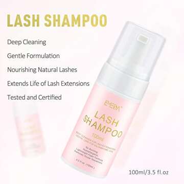 EMEDA Lash Shampoo Kit - 3.38 fl.oz / 100ml Gentle Foam Lash Cleanser, Oil-Free Cleaning for Wash Ex...