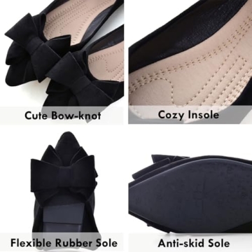 SAILING LU Bow-Knot Ballet Flats Women's Elegant Suede Shoes