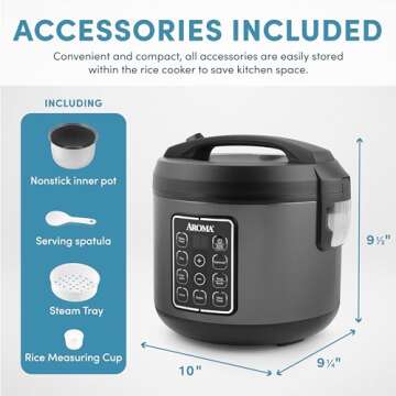 AROMA 12-Cup Digital Rice Cooker - Versatile Cooking