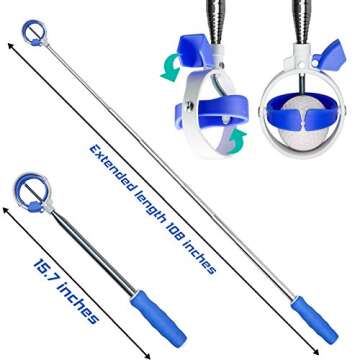 Golf Ball Retriever, Golf Balls Retriever Telescopic for Water with Spring Release-Ready Head, Balls Retriever Tool Golf with Locking Clip, Grabber Tool, Golf Accessories Golf Gift for Men (Blue, 9ft)