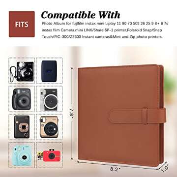 256 Photos Album for Fujifilm Instax Mini Camera/Polaroid 2”x3” Pictures, 2x3 Photo Album Book for Fujifilm Instax Mini 11 12 evo 9 90 70 40 8 Instant Camera & Instax Mini Instant Film (Brown)