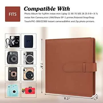 256 Photos Album for Fujifilm Instax Mini Camera/Polaroid 2”x3” Pictures, 2x3 Photo Album Book for Fujifilm Instax Mini 11 12 evo 9 90 70 40 8 Instant Camera & Instax Mini Instant Film (Brown)