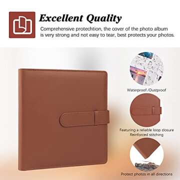 256 Photos Album for Fujifilm Instax Mini Camera/Polaroid 2”x3” Pictures, 2x3 Photo Album Book for Fujifilm Instax Mini 11 12 evo 9 90 70 40 8 Instant Camera & Instax Mini Instant Film (Brown)