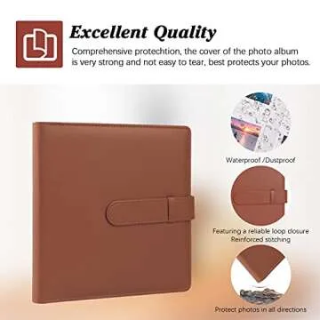 256 Photos Album for Fujifilm Instax Mini Camera/Polaroid 2”x3” Pictures, 2x3 Photo Album Book for Fujifilm Instax Mini 11 12 evo 9 90 70 40 8 Instant Camera & Instax Mini Instant Film (Brown)