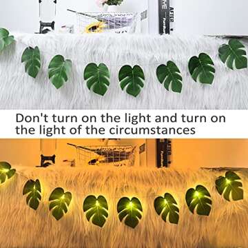 RECUTMS Monstera Leaf String Lights 2 Pack, 20LED Tropical Artificial Rattan Palm Green Leaves Wall Hanging Vine Greenery,Outdoor Indoor Hawaiian Luau Jungle Safari Beach Theme Party Summer Decoration
