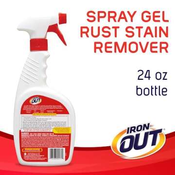 Iron OUT Rust Stain Remover Spray Gel, Remove Rust Stains in Bathrooms, Kitchens, Laundry, and Outdo...