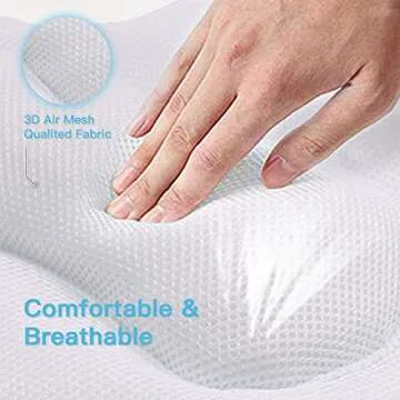 Bathtub Spa Pillow, Non-Slip 4 Strong Suction Cups, Bath Pillows for Tub, Head, Neck, Shoulder Support, Breathable Relax Comfort
