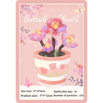 ZIYOSTAR Mini Blocks 225PCS Succulent Plant Bonsai Building Set, Office and Room Decor Succulents Fl...