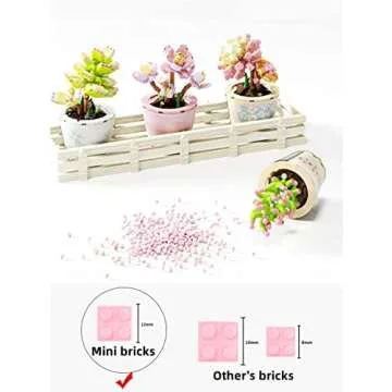 ZIYOSTAR Mini Blocks 225PCS Succulent Plant Bonsai Building Set, Office and Room Decor Succulents Flowers Model Building Toys, Birthday Gift for Adult Boys Girls Woman (804206)