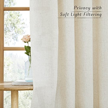 Natural Linen Curtains 84 Inch Long Grommet Top Panels
