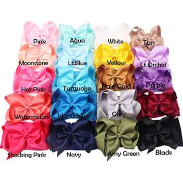 CellElection 20PCS Baby Girls Soft Nylon Headbands 6Inch Big Bows Elastic Nylon Hairbands Hair Acces...
