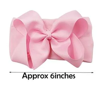 CellElection 20PCS Baby Girls Soft Nylon Headbands 6Inch Big Bows Elastic Nylon Hairbands Hair Accessories for Newborns Infants Toddlers Kids…