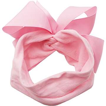 CellElection 20PCS Baby Girls Soft Nylon Headbands 6Inch Big Bows Elastic Nylon Hairbands Hair Accessories for Newborns Infants Toddlers Kids…