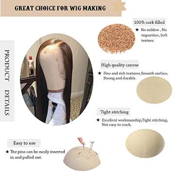 Wig Head Stand Mannequin Head 20"-24" Dome Cork Canvas Manican Block Head for Making Drying Styling ...