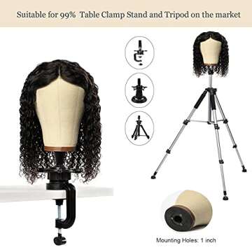 Wig Head Stand Mannequin Head 20"-24" Dome Cork Canvas Manican Block Head for Making Drying Styling Display Wigs with Stand