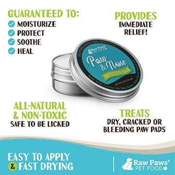 Raw Paws Paw & Nose Balm, 4-oz - Paw Wax for Dogs - Dog Paw Balm - Dog Paw Soother for Dogs - Cat Pa...