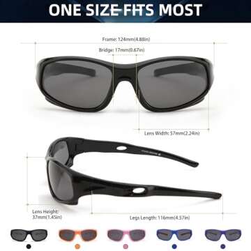 AODUOKE Boys Sunglasses Sports Polarized for Kids Sunglass Boys Girls Children Youth Baseball Fishing Unbreakable Beach Sun Glass with Strap Age 6-12