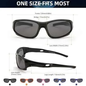 AODUOKE Boys Sunglasses Sports Polarized for Kids Sunglass Boys Girls Children Youth Baseball Fishing Unbreakable Beach Sun Glass with Strap Age 6-12