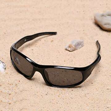 AODUOKE Boys Sunglasses Sports Polarized for Kids Sunglass Boys Girls Children Youth Baseball Fishing Unbreakable Beach Sun Glass with Strap Age 6-12