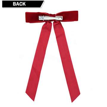 Large Red Velvet Hair Bows For Girls,2 PCS 5 Inch Bows Hair Alligator Clips Accessories for Women Girls Toddlers Kids