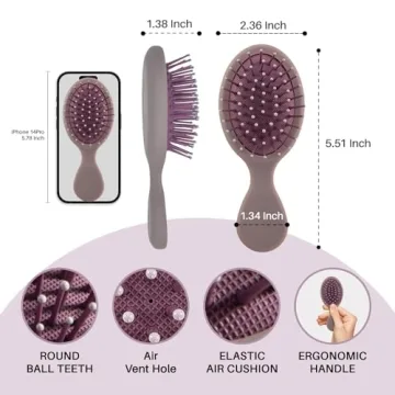 RHOS Mini Travel Brush Soft Bristles Compact Size