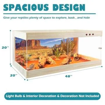 Royxen Large Bearded Dragon Tank with Bulb Sockets