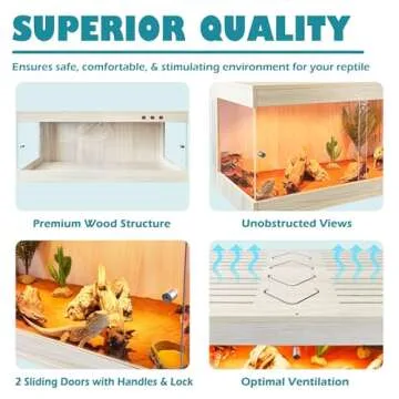 Royxen Large Bearded Dragon Tank with Bulb Sockets