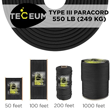 TECECUM 550 LB Paracord for Outdoor Activities and Crafts
