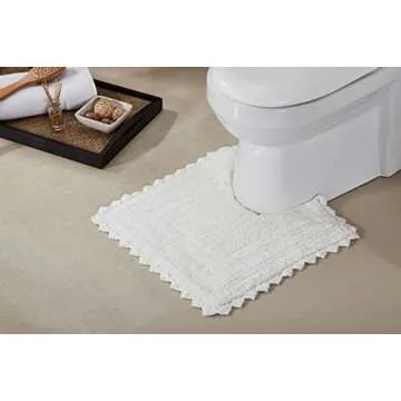Better Trends Lilly Crochet Toilet Rugs u Shaped Washable,100% Cotton Contour Bath Rug & Crochet-Designed Bath mats for Bathroom, Soft Bathroom Toilet Rugs - White Contour Bath Mat