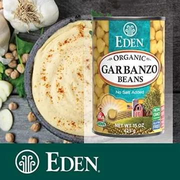 Eden Organic Garbanzo Beans, Chickpeas, 15 oz Can (12-Pack Case), No Salt Added, Non-GMO, Gluten Free, Vegan, Kosher, U.S. Grown, Heat and Serve, Macrobiotic
