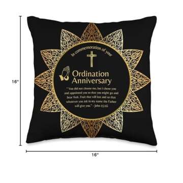 100xGifts Ordination Anniversary of Priest Pastor Deacon Minister Nun Throw Pillow, 16x16, Multicolor