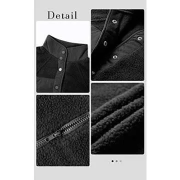 PRETTYGARDEN Women 2024 Fall Winter Fleece Jacket Long Sleeve Casual Button Fuzzy Sherpa Cropped Coats Outerwear with Pockets(Black,Medium)