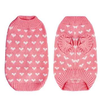Dxhycc Dog Knitted Sweater Heart Puppy Sweater Warm Soft Pet Holiday Clothes for Small Cats and Dogs...