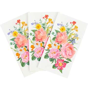 100 Floral Guest Napkins 3 Ply Bathroom Napkins Guest Disposable, Blossom Flowers Dinner Napkins, Decorative Hand Towels for Bathroom Holiday Wedding Baby Shower Birthday Party
