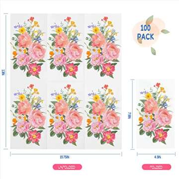 100 Floral Guest Napkins 3 Ply Bathroom Napkins Guest Disposable, Blossom Flowers Dinner Napkins, Decorative Hand Towels for Bathroom Holiday Wedding Baby Shower Birthday Party