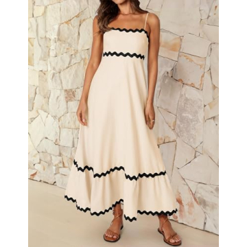 ZESICA Women's Summer Spaghetti Strap Sundress Elegant