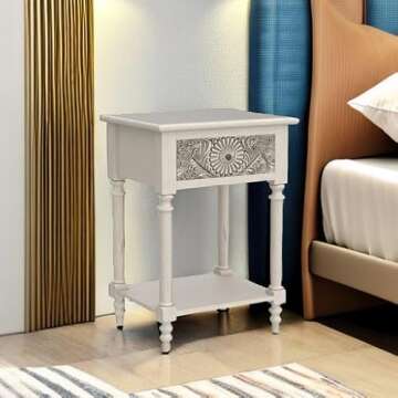 HOMPUS Handcrafted End Table Set of 2 for Living Room