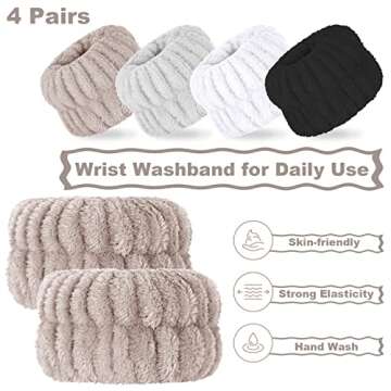 8 Pcs Spa Wrist Washband Microfiber Wrist Wash Towel Band Wristbands for Washing Face Absorbent Wristbands Wrist Sweatband for Women Girls
