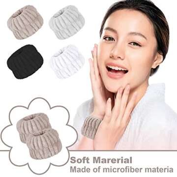 8 Pcs Spa Wrist Washband Microfiber Wrist Wash Towel Band Wristbands for Washing Face Absorbent Wristbands Wrist Sweatband for Women Girls