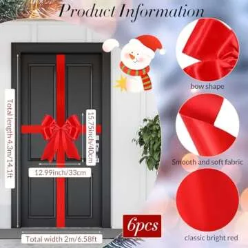 Yinkin Christmas Cabinet Ribbon Bow - 6 Pack Decorative Bows