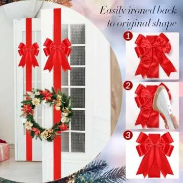 Yinkin Christmas Cabinet Ribbon Bow - 6 Pack Decorative Bows
