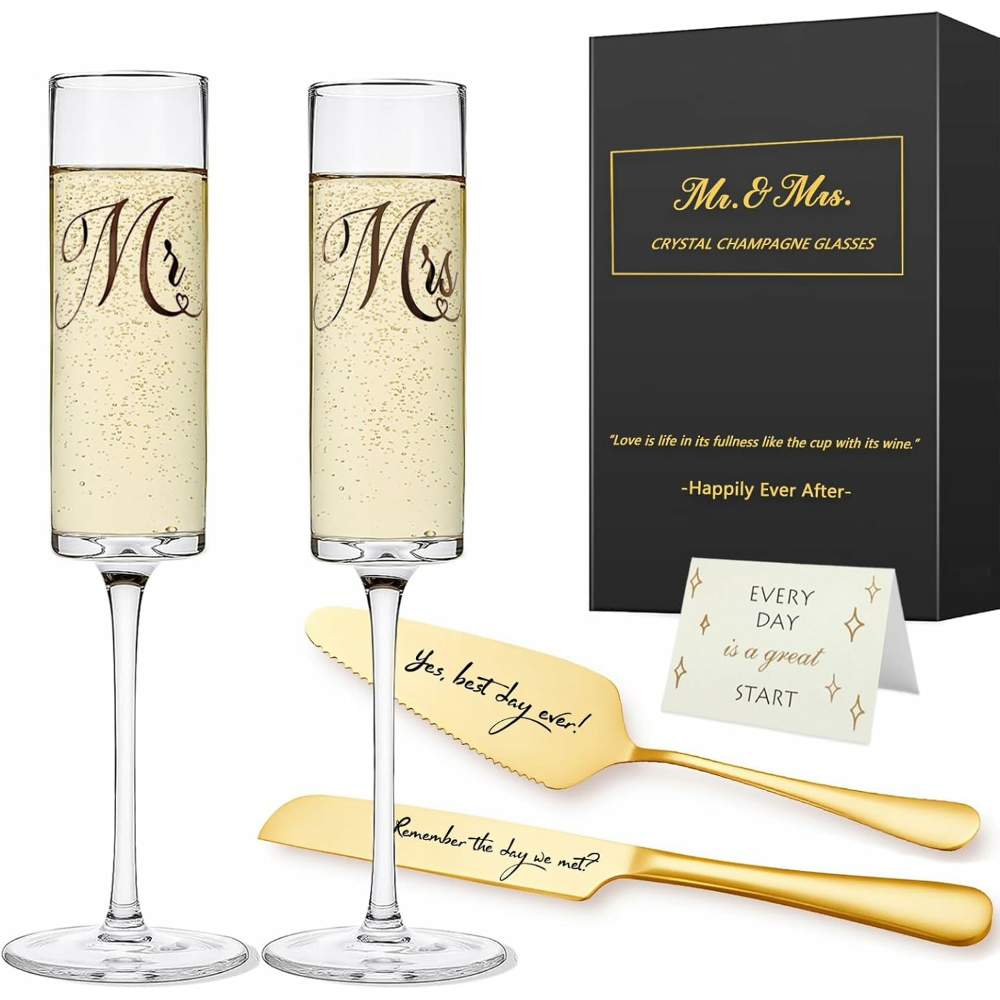 Mr and Mrs Champagne Flutes for Weddings and Showers