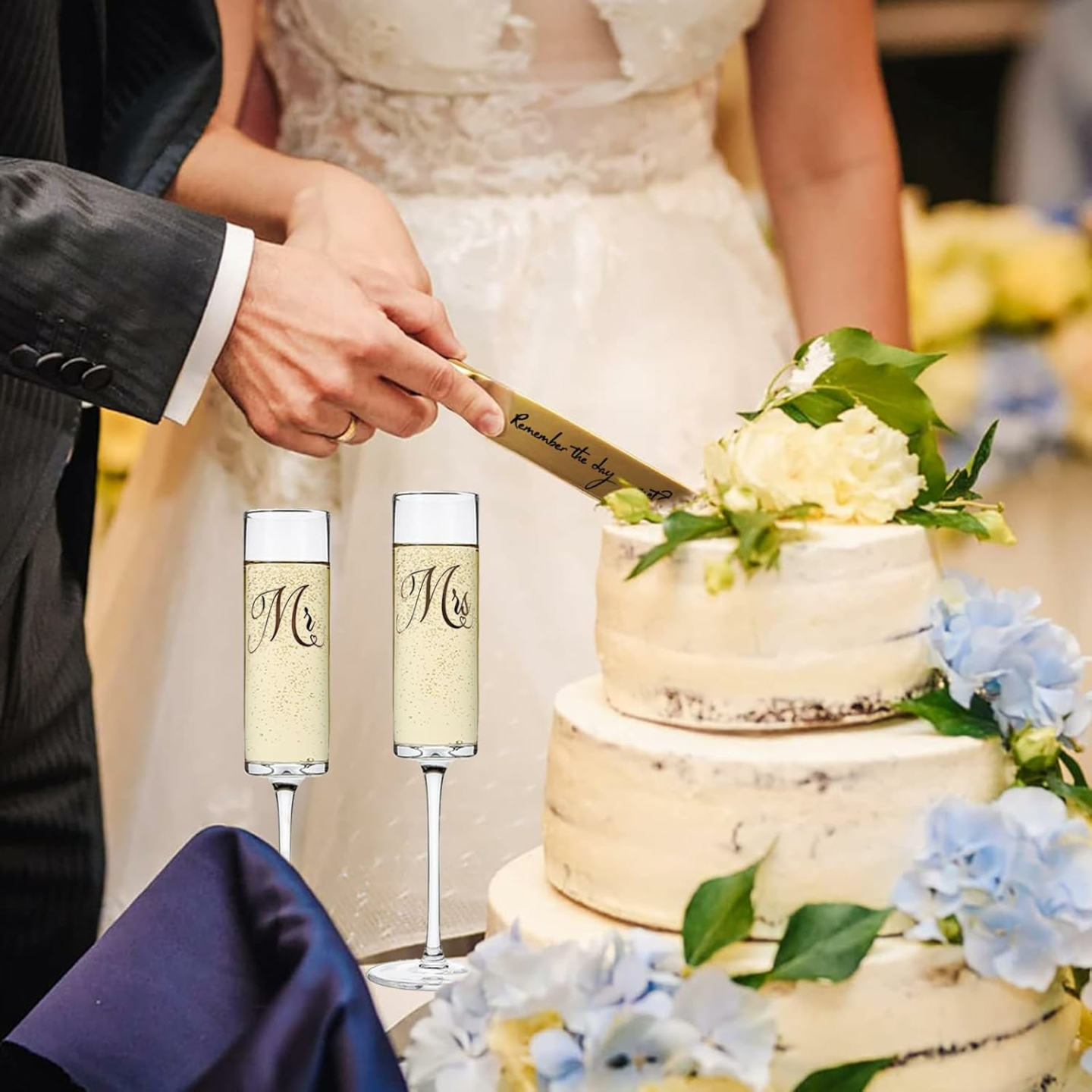 Mr and Mrs Champagne Flutes for Weddings and Showers